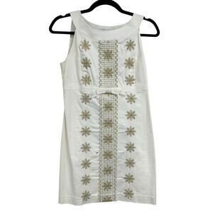 NWD Vintage Lilly Pulitzer White Gold Embellished Jacqueline Dress Womens 0